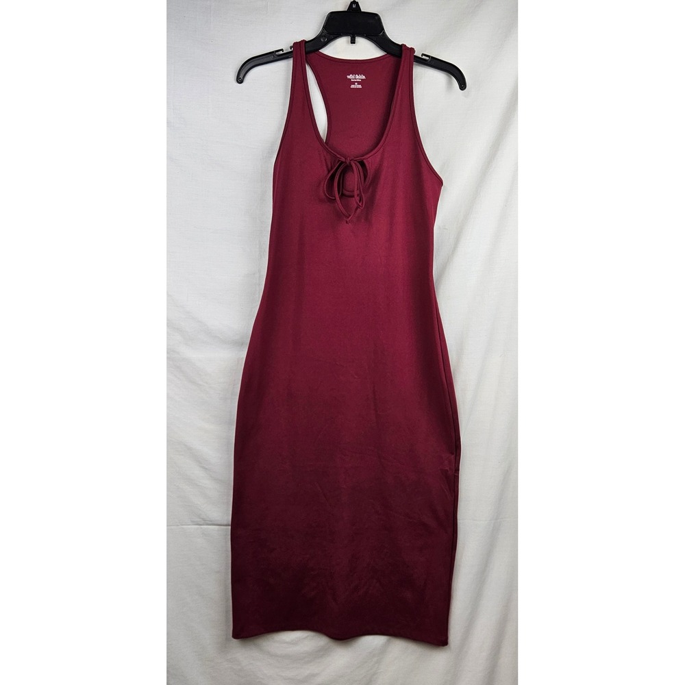 Wild Fable ButterBliss Racerback Midi Dress Burgundy Keyhole Tie‎ Medium